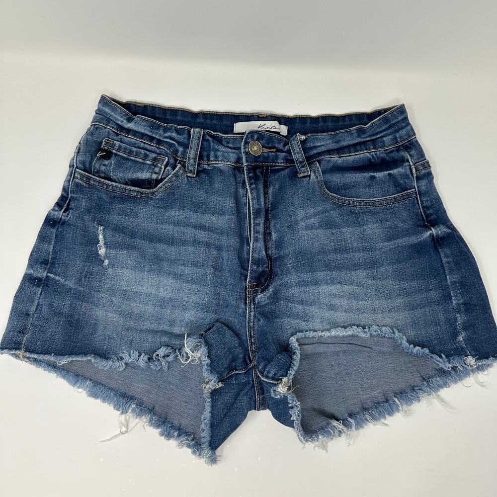 Kancan Womens Size 9 28 Mid Rise Short Medium Denim Style KC11087 Raw Hem